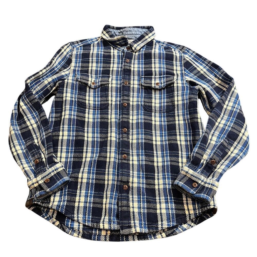 Outerknown Blue and White Plaid Casual Button Down Shirt